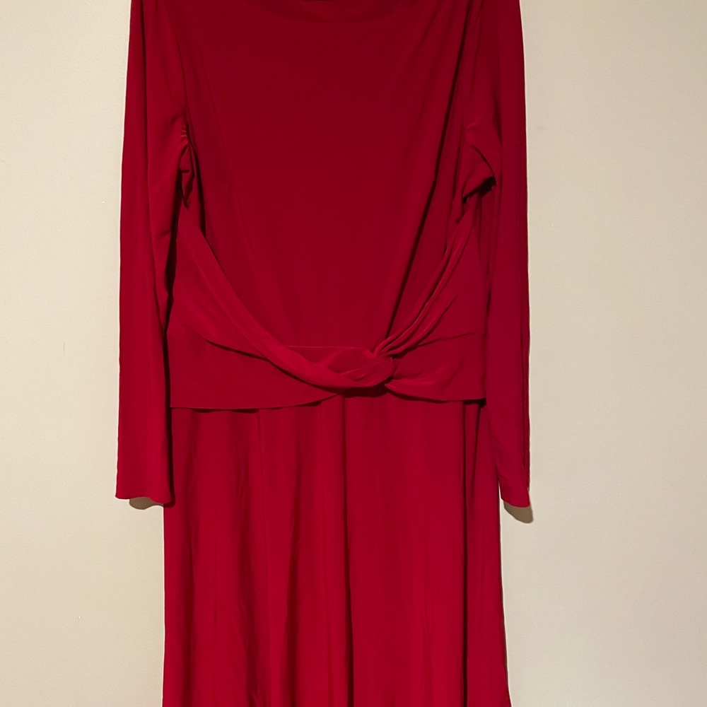 A bright red dress with long sleeves
